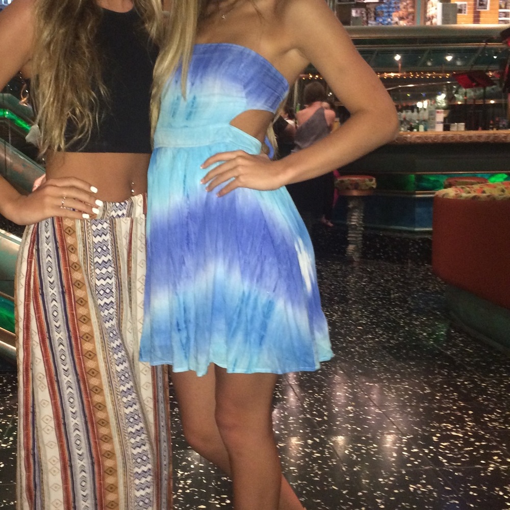 Blue strapless sundress